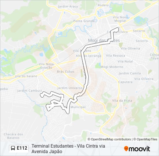 Mapa da linha E112 de ônibus