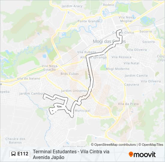 Mapa da linha E112 de ônibus