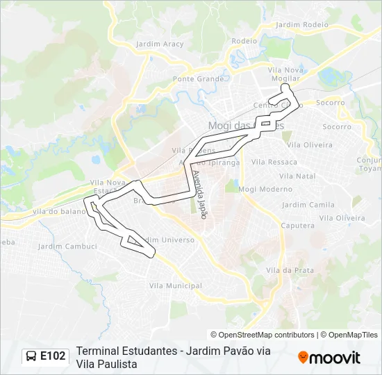 E102 Bus Line Map