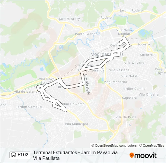 E102 Bus Line Map