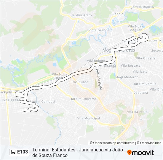 Mapa de E103 de autobús