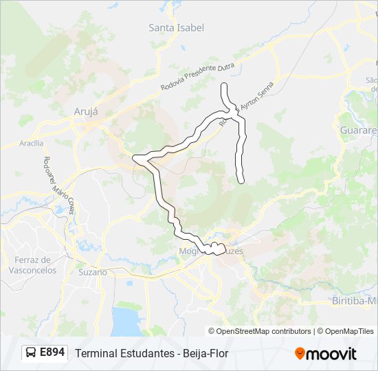 Mapa de E894 de autobús