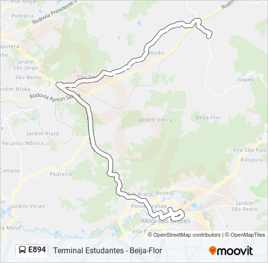 Mapa de E894 de autobús