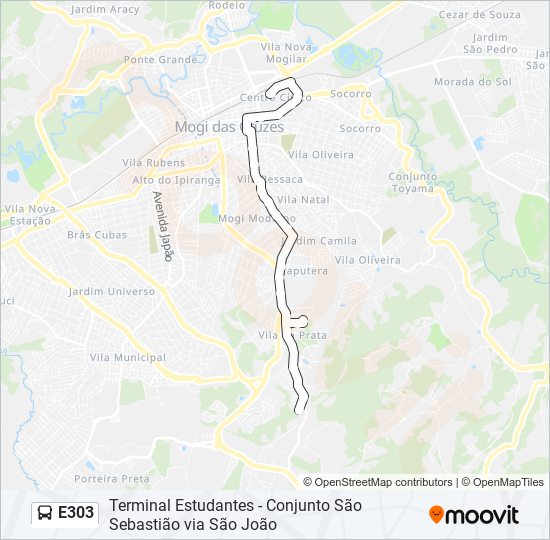Mapa de E303 de autobús