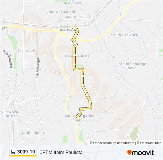 Mapa da linha 3009-10 de ônibus