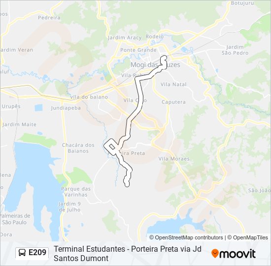 Mapa de E209 de autobús