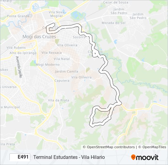 E491 bus Line Map