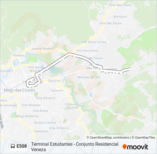 Mapa da linha E508 de ônibus