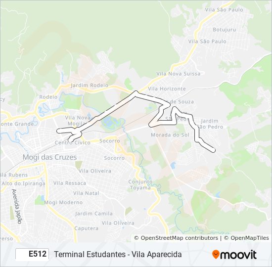 Mapa de E512 de autobús