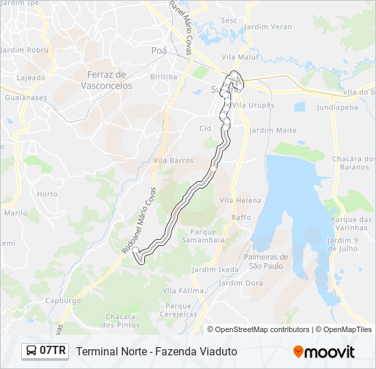 Mapa da linha 07TR de ônibus