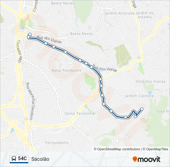 54C Bus Line Map