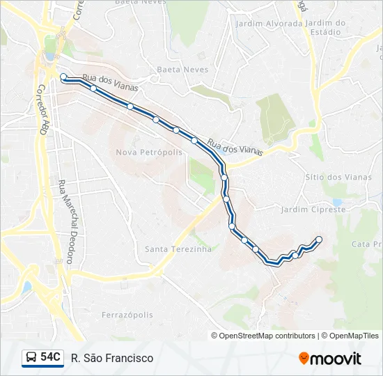 54C Bus Line Map