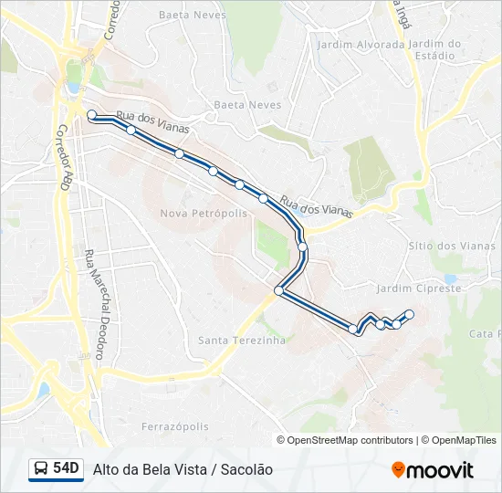 54D Bus Line Map
