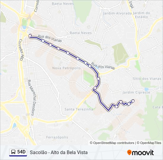 54D bus Line Map