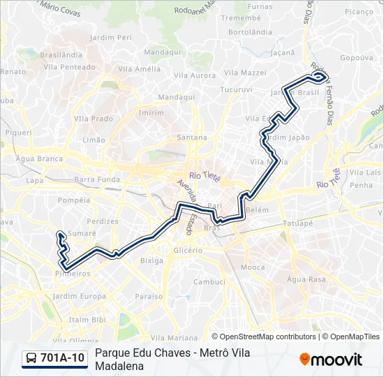 701A-10 Bus Line Map