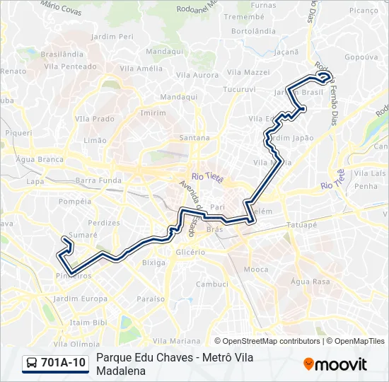 701A-10 Bus Line Map