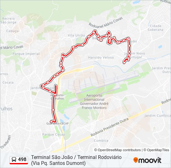 Mapa de 498 de autobús