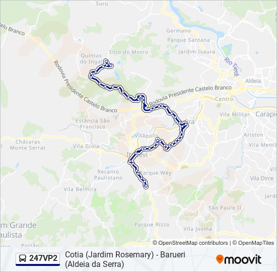 Mapa da linha 247VP2 de ônibus