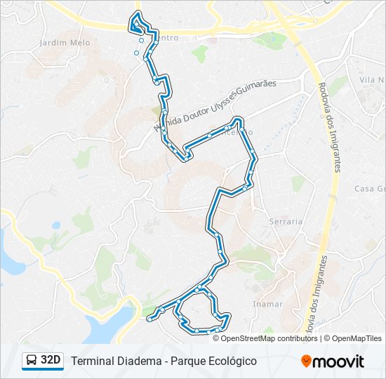 Mapa da linha 32D de ônibus