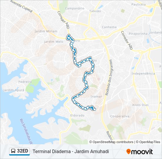 Mapa da linha 32ED de ônibus