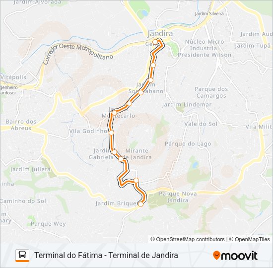 Mapa da linha JT321VP1 de ônibus