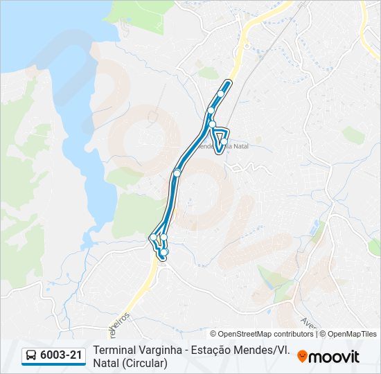 Mapa da linha 6003-21 de ônibus