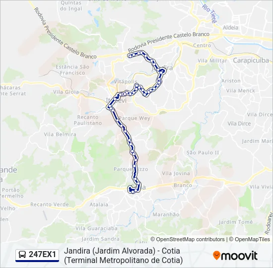247EX1 Bus Line Map