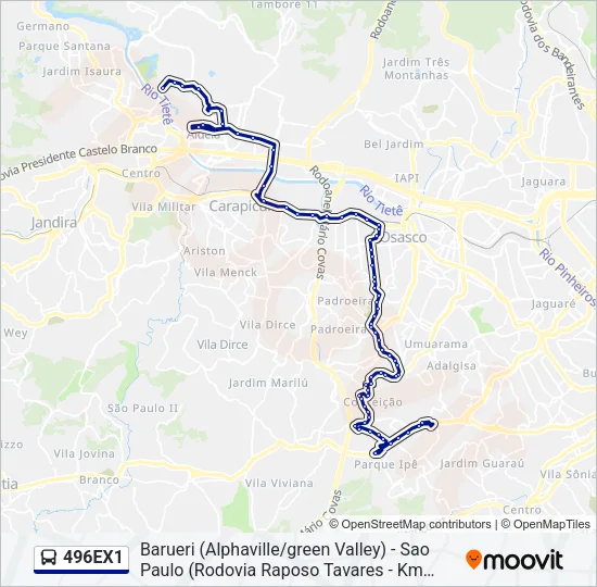 496EX1 Ônibus Line Map