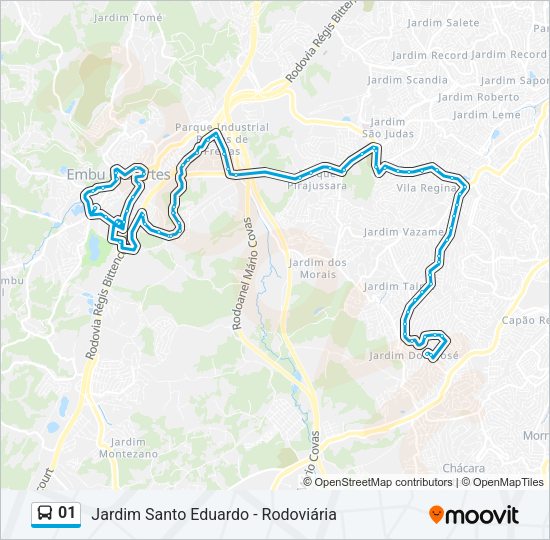 Mapa da linha 01 de ônibus