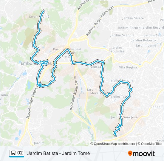 Mapa da linha 02 de ônibus