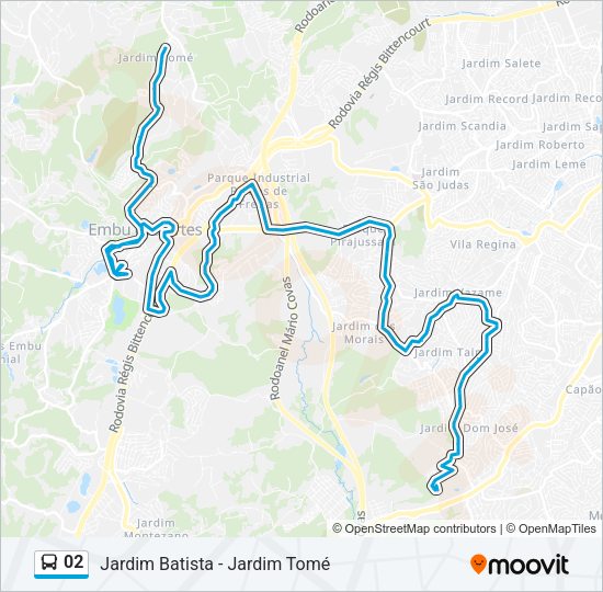 Mapa da linha 02 de ônibus
