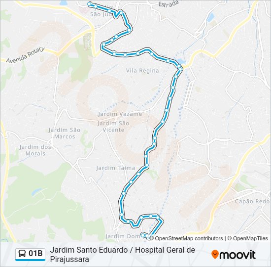 Mapa da linha 01B de ônibus