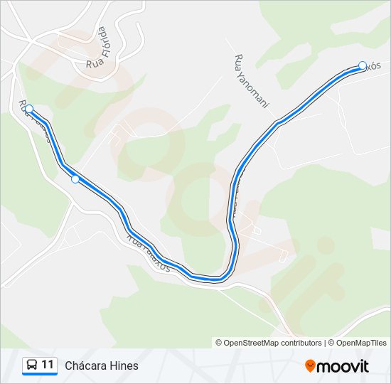 Mapa da linha 11 de ônibus