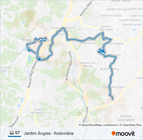 Mapa da linha 07 de ônibus