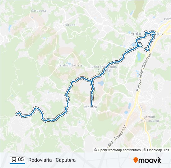 Mapa da linha 05 de ônibus