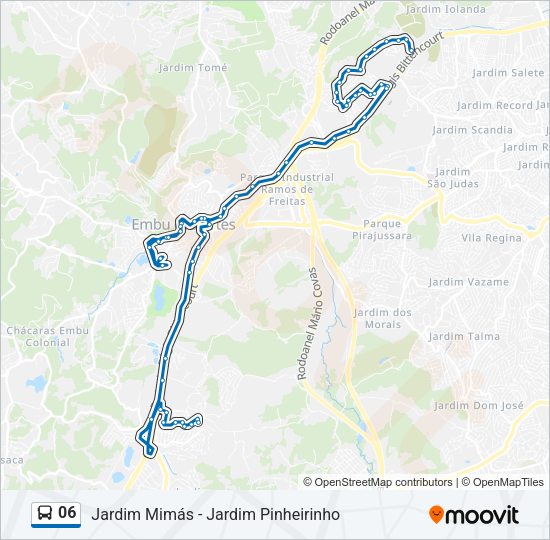 Mapa da linha 06 de ônibus