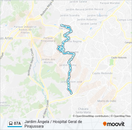 Mapa da linha 07A de ônibus