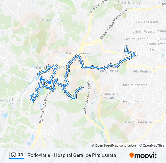 Mapa da linha 04 de ônibus