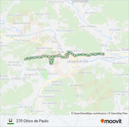 Mapa da linha 270 CHICO DE PAULO de ônibus