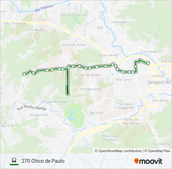 Mapa da linha 270 CHICO DE PAULO de ônibus