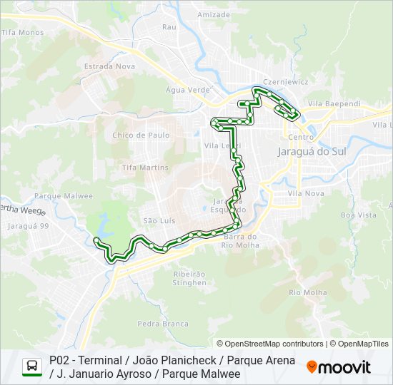 Mapa da linha 1 PARQUES de ônibus