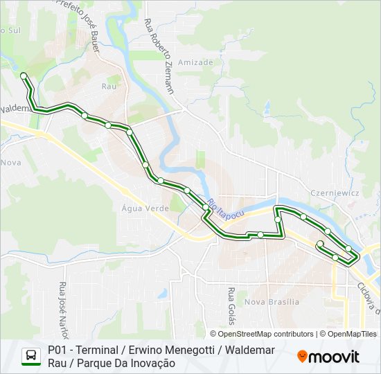 Mapa da linha 1 PARQUES de ônibus
