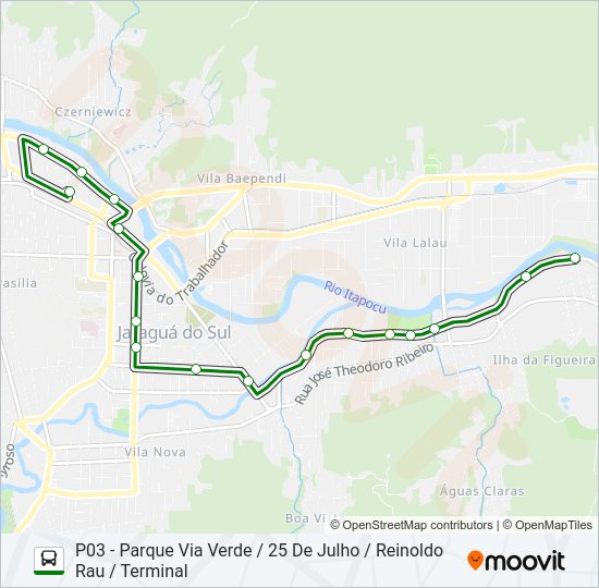 Mapa da linha 1 PARQUES de ônibus