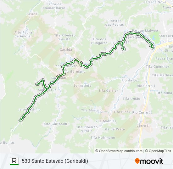 Mapa da linha 530 SANTO ESTEVÃO (GARIBALDI) de ônibus