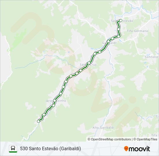 Mapa da linha 530 SANTO ESTEVÃO (GARIBALDI) de ônibus