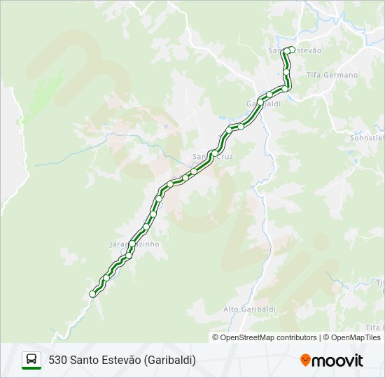 Mapa da linha 530 SANTO ESTEVÃO (GARIBALDI) de ônibus