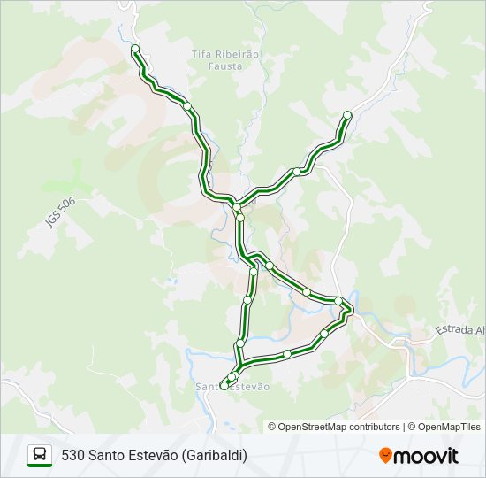 Mapa da linha 530 SANTO ESTEVÃO (GARIBALDI) de ônibus