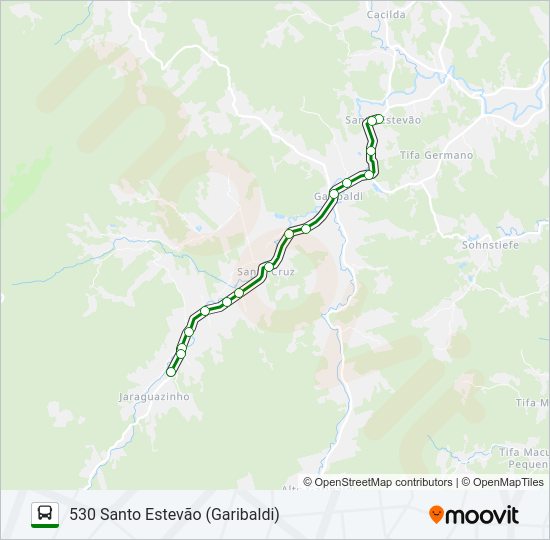 Mapa da linha 530 SANTO ESTEVÃO (GARIBALDI) de ônibus
