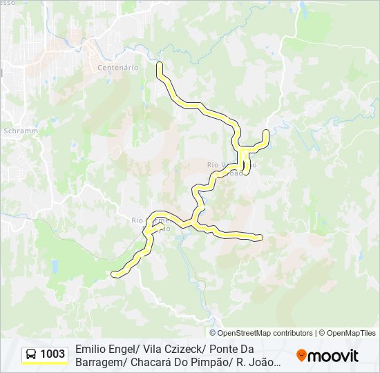 Mapa da linha 1003 de ônibus