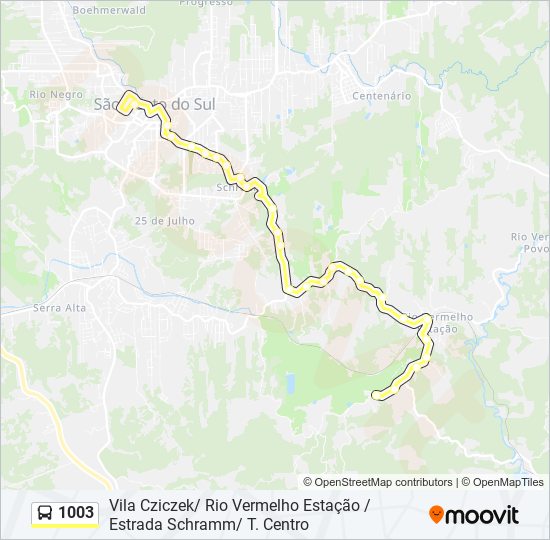 Mapa da linha 1003 de ônibus